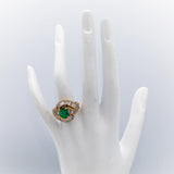 GIA Certified 14k Yellow Gold Colombian Emerald & Diamond Ring 4.0CTW Size 4.75