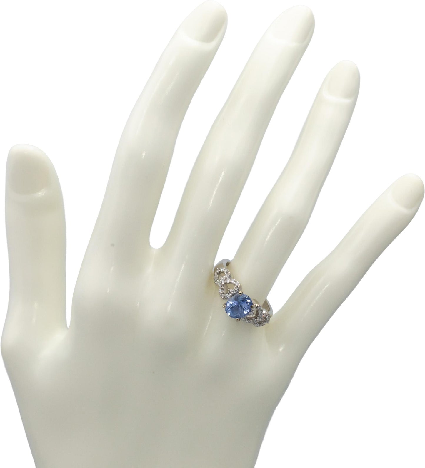 18k White Gold Blue Sapphire & Diamond Heart Cocktail Ring 1.99CTW Size 6.75
