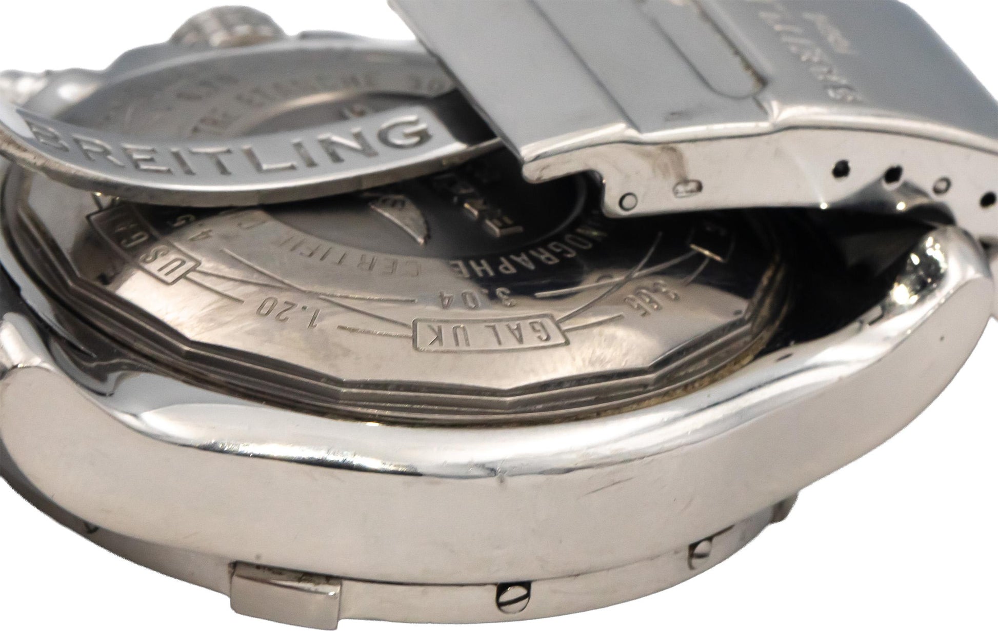 BREITLING Super Avenger II A13371 Stainless Steel Chronograph Watch w Box Papers