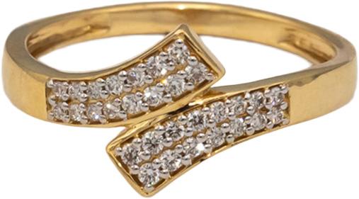 18k Yellow Gold VS Round Diamond Cluster Bypass Ring 0.19CT Size 7.25