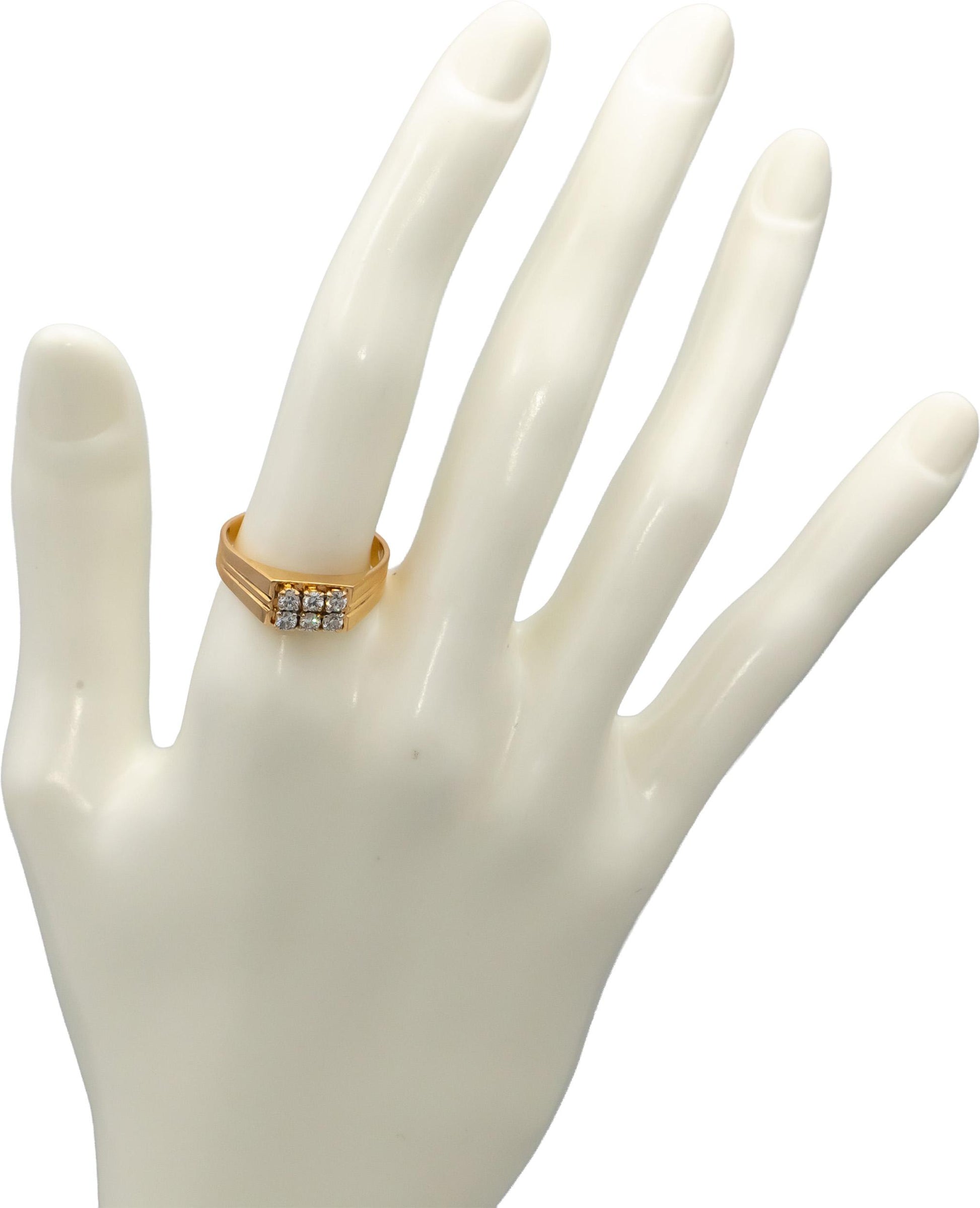 18k Yellow Gold VS Round Diamond Men's Ring 0.41CT Size 8