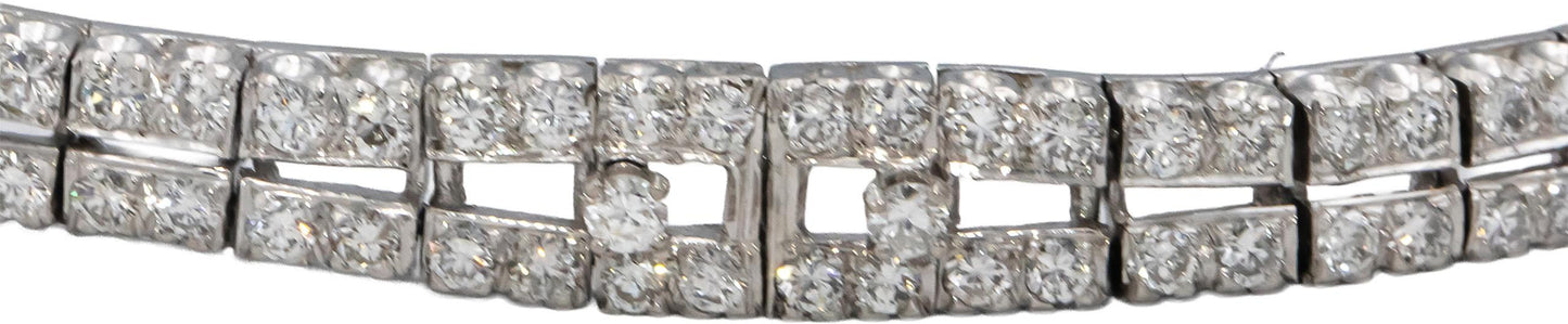 Vintage Antique Platinum VS Round Diamond Double Row Bracelet 3.50CT