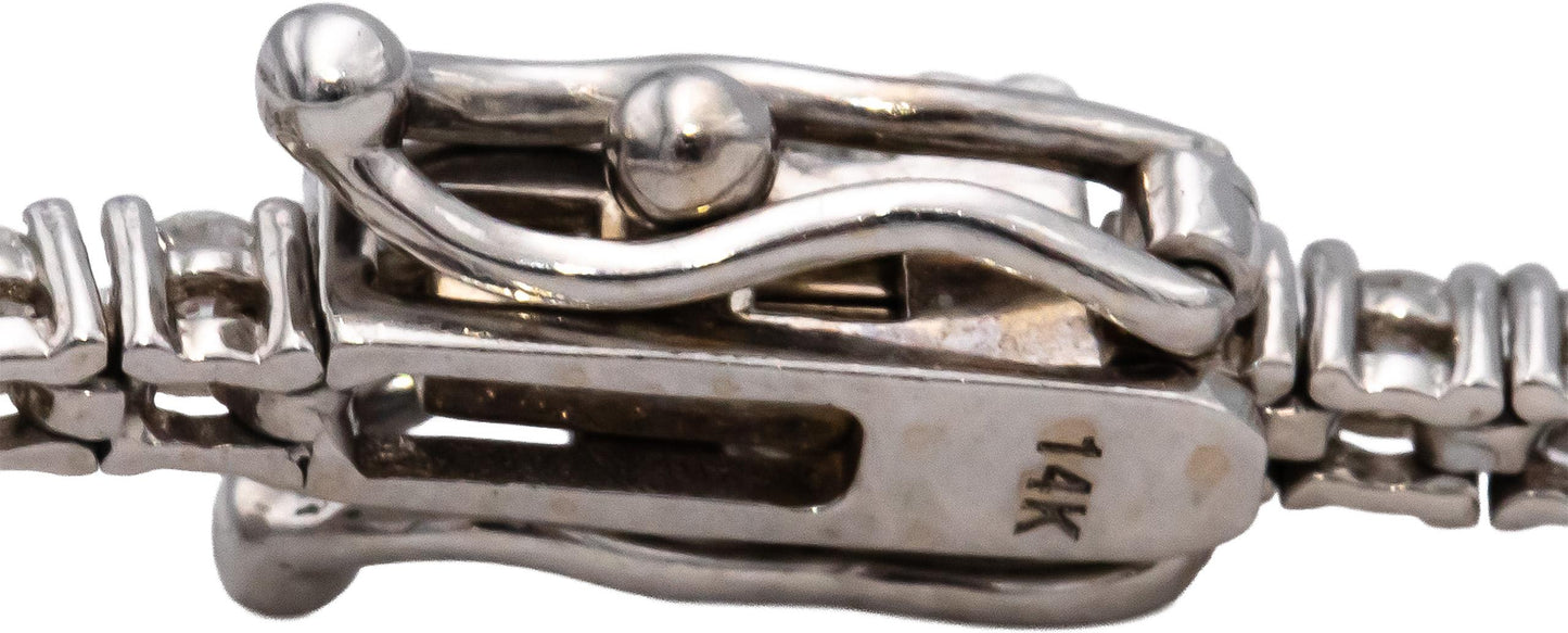 14k White Gold Round Diamond Tennis Bracelet 1.90CT