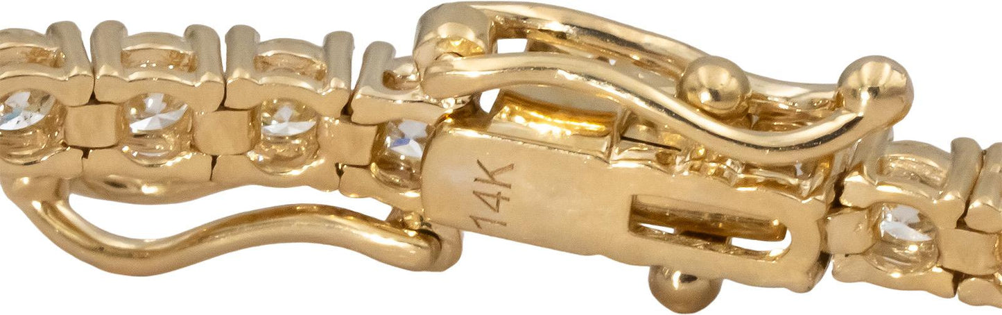 14k Yellow Gold VS Round Diamond Tennis Bracelet 4.56CT