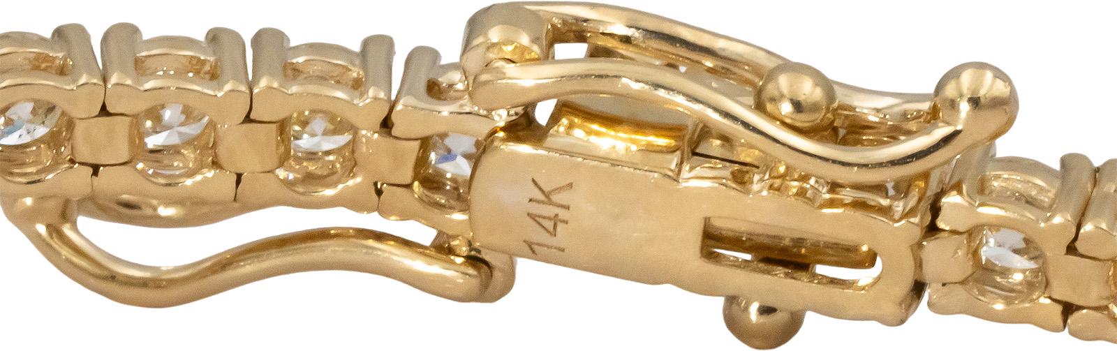 14k Yellow Gold VS Round Diamond Tennis Bracelet 4.56CT