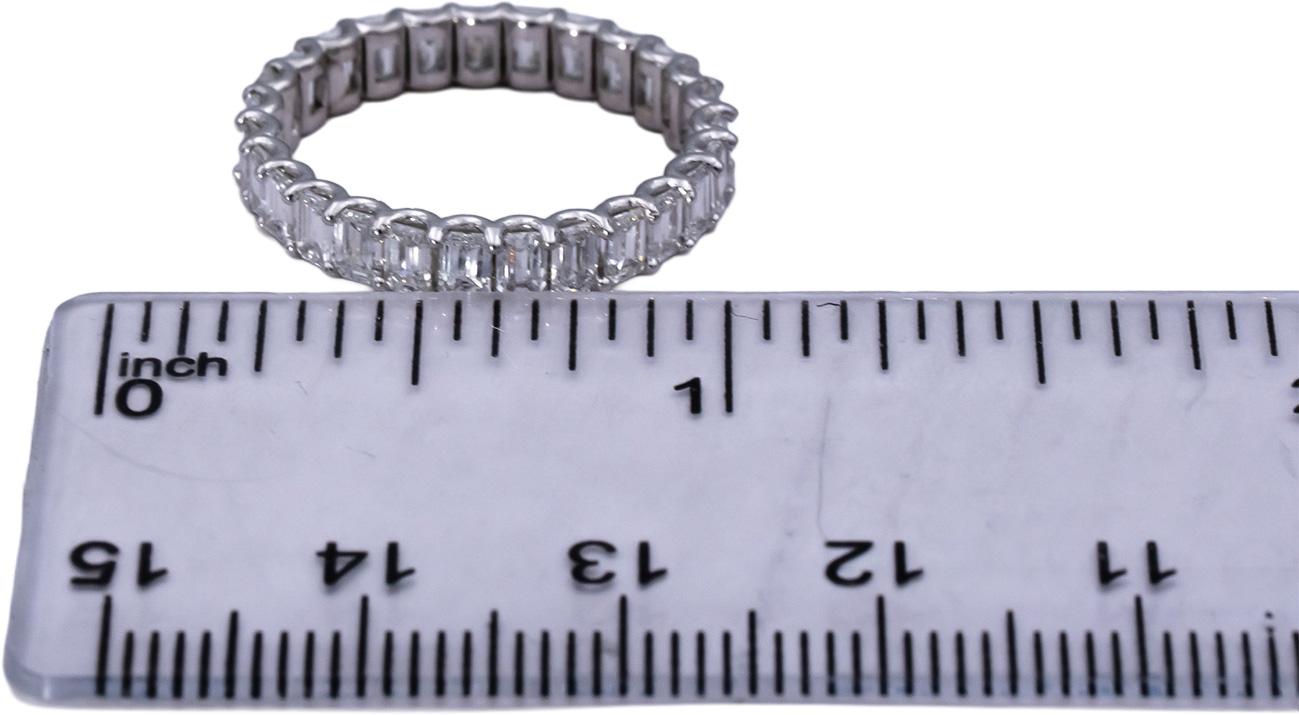 14k White Gold VS Emerald Cut Diamond Eternity Band Ring 2.73CT Size 7