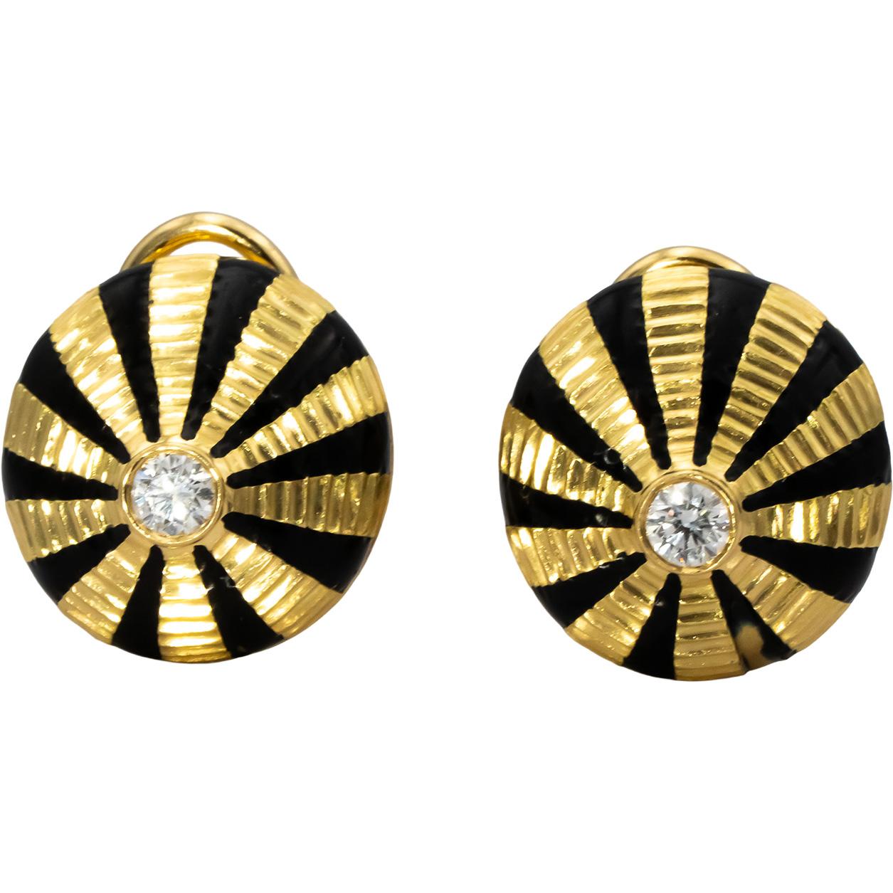 TIFFANY & CO. Vintage 18k Gold Diamond Schlumberger Taj Mahal Earrings .33CT