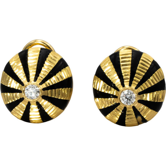 TIFFANY & CO. Vintage 18k Gold Diamond Schlumberger Taj Mahal Earrings .33CT