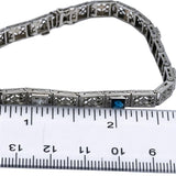 Vintage Antique 14k White Gold Diamond & Synthetic Gemstone Bracelet 0.15CT