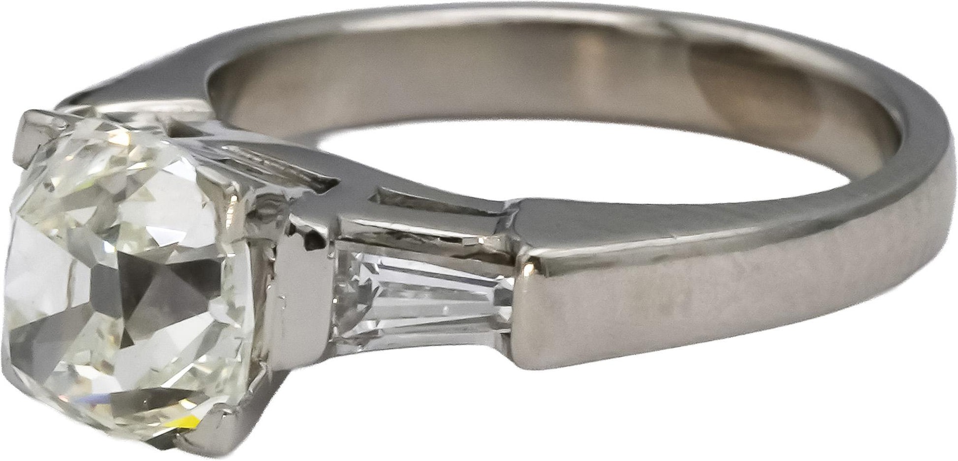 GIA Platinum SI1/J Old Mine Diamond Engagement Ring 2.32CT w/ 2.02CT Center