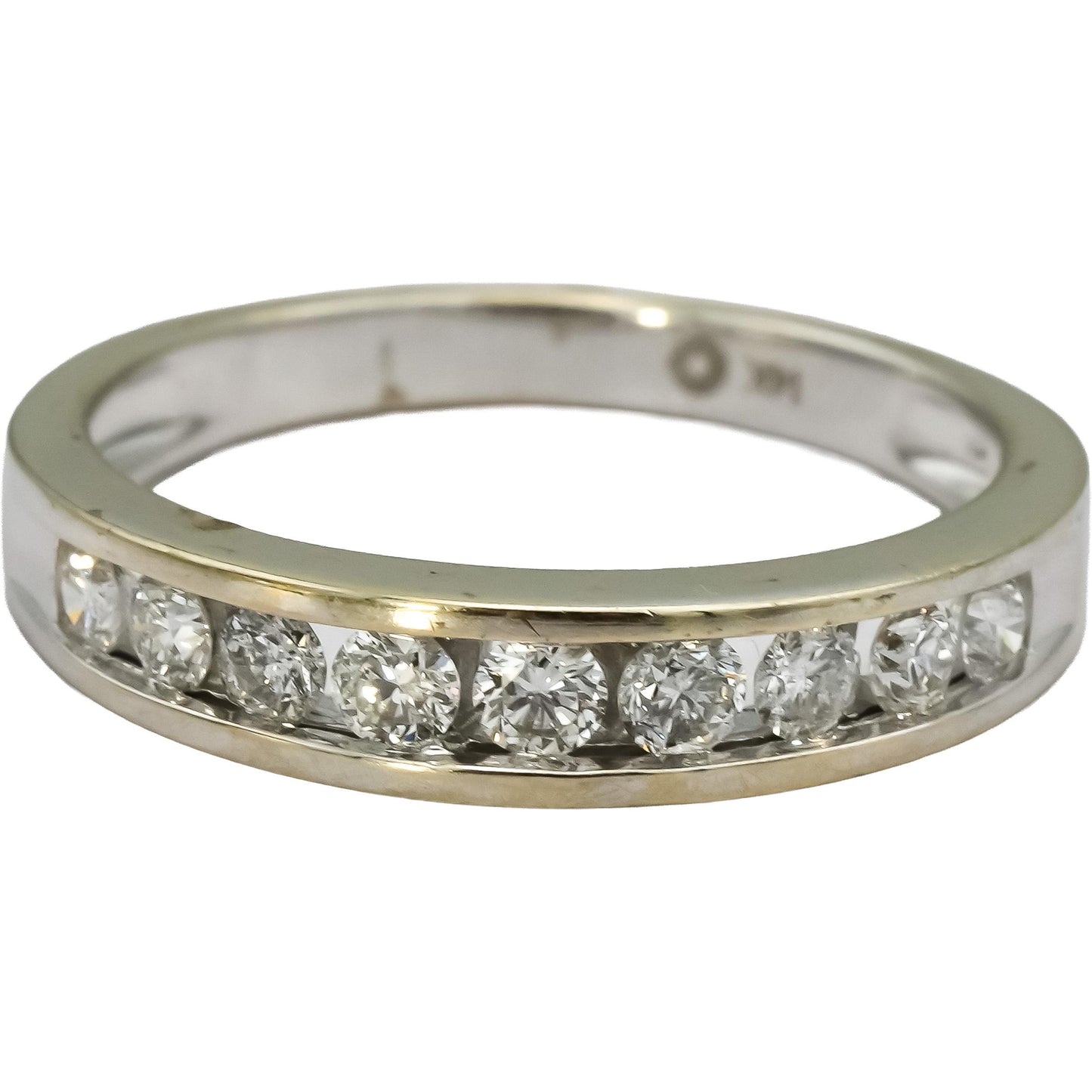 14k White Gold Round Channel Set Diamond Band Ring 0.45CT Size 7.25