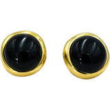TIFFANY & CO. 18k Yellow Gold Cabochon Onyx Clip On Earrings