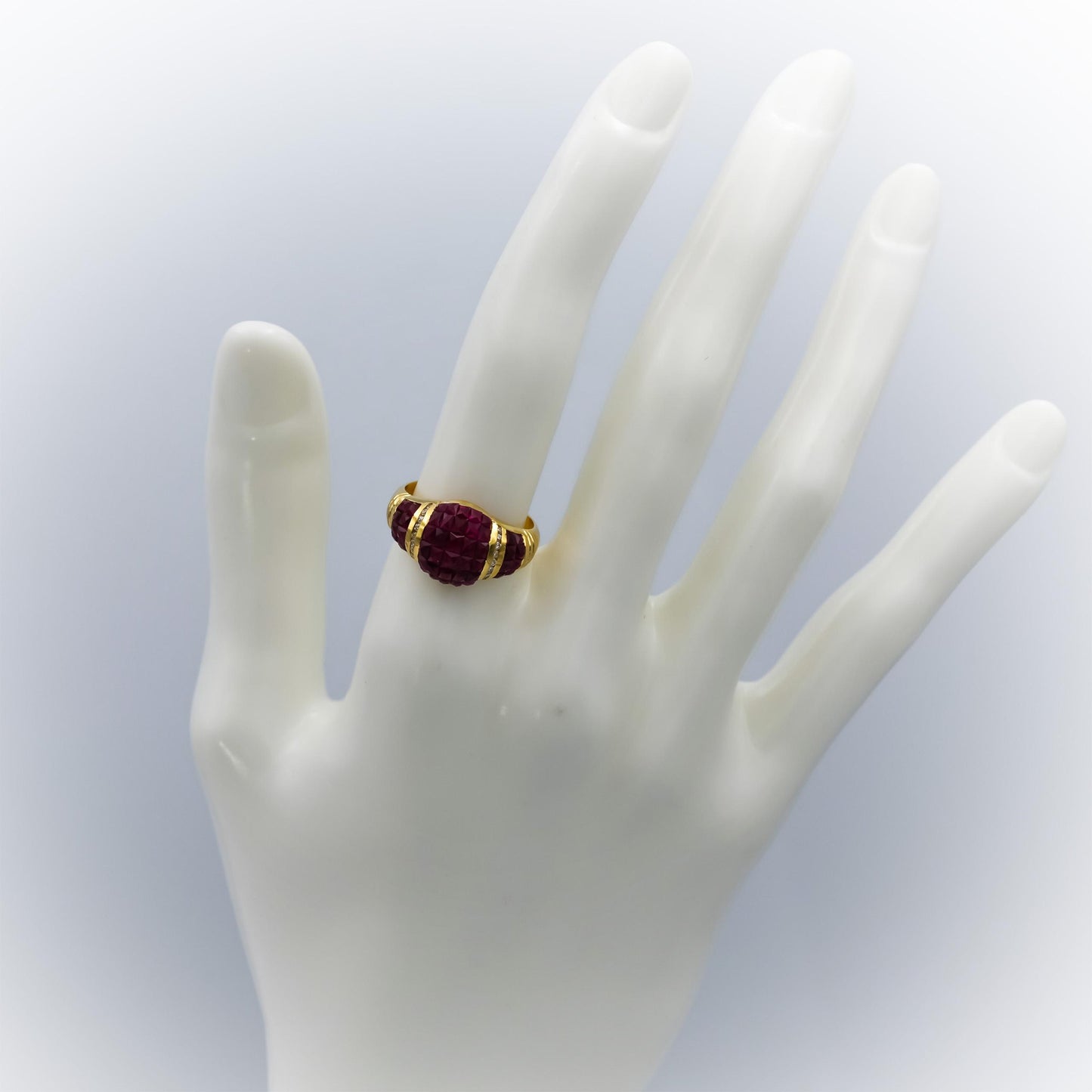 18k Yellow Gold VS Diamond and Ruby Cluster Cocktail Ring 4.60CTW Size 7