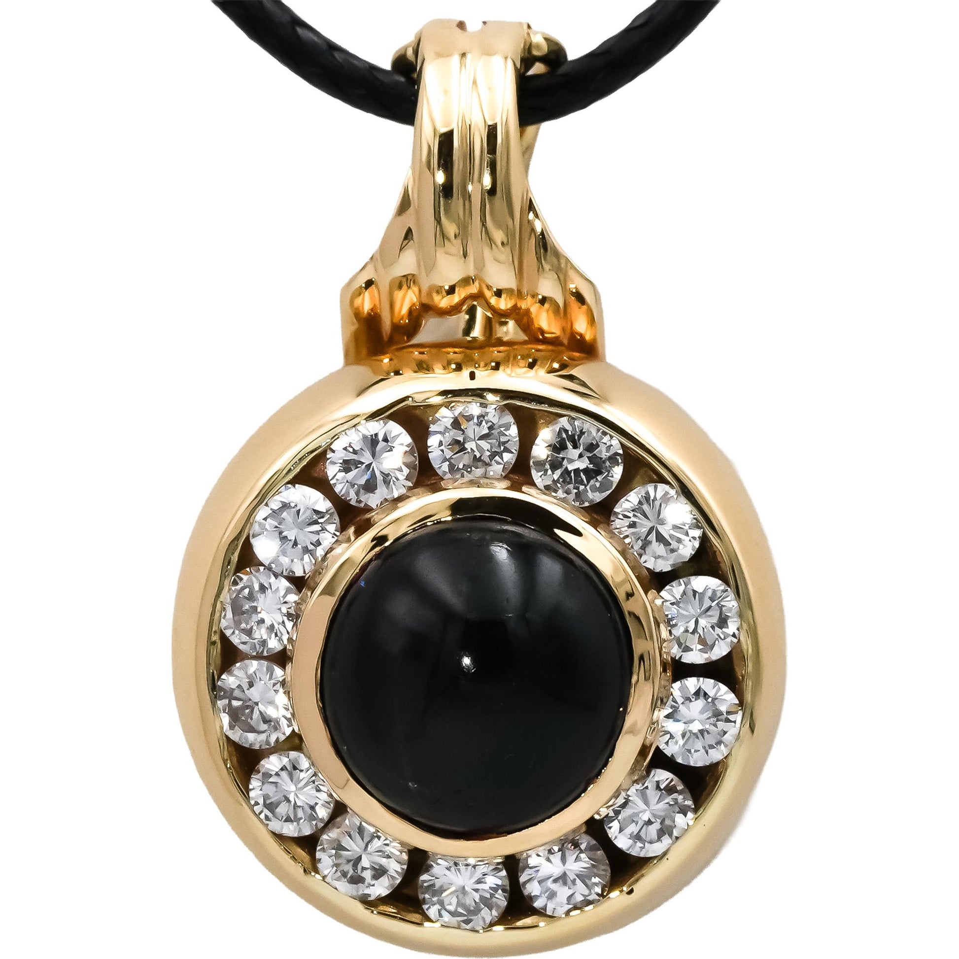 14k Yellow Gold VS Diamond and Black Star Diopside Pendant Necklace 6.76CTW