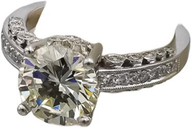 10k White Gold Round Diamond Engagement Ring 3.74CT w/ 3.26CT Center Size 6.75