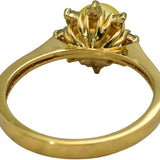 18k Yellow Gold Round Diamond and Golden Pearl Ring 0.12CT Size 7.25