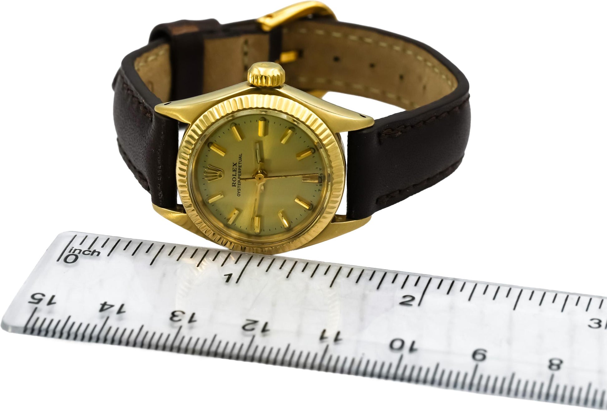 ROLEX Vintage 14k Yellow Gold Lady Oyster Perpetual Manual Winding Watch