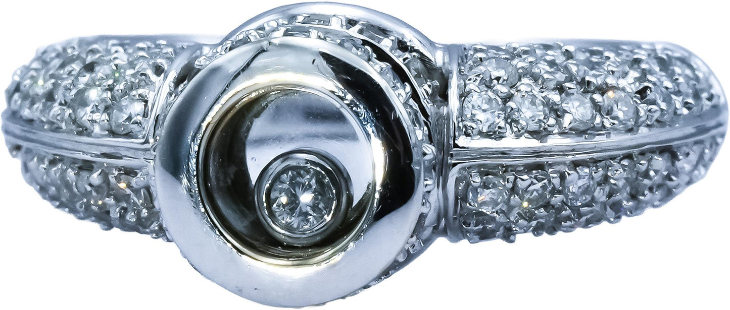 18k White Gold Round Floating Diamond Ring 1.0CT Size 7
