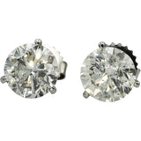 14k White Gold Round Diamond Martini Setting Stud Earrings 4.04CT