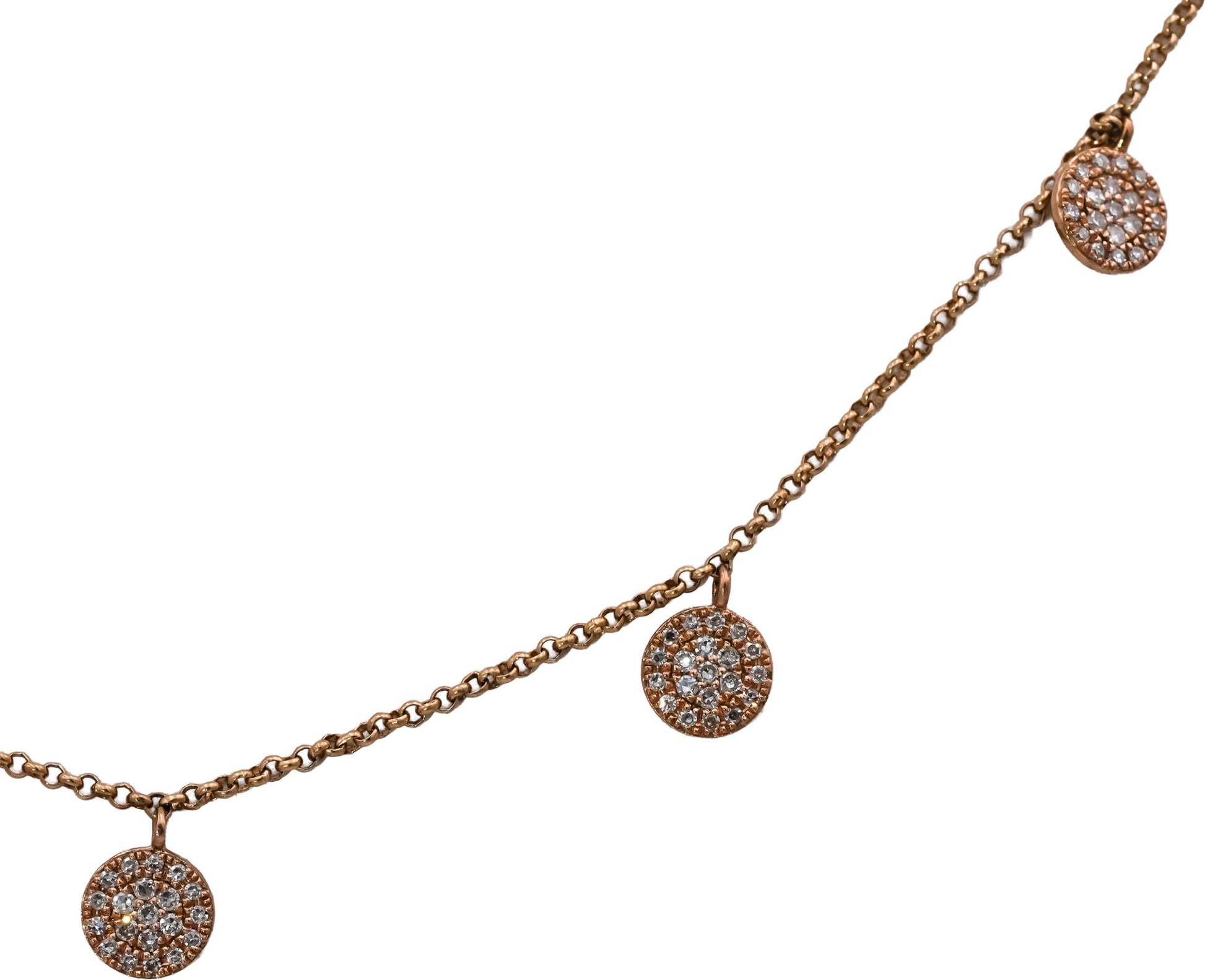 14k Rose Gold Round Diamond Dangle Necklace 0.25CT