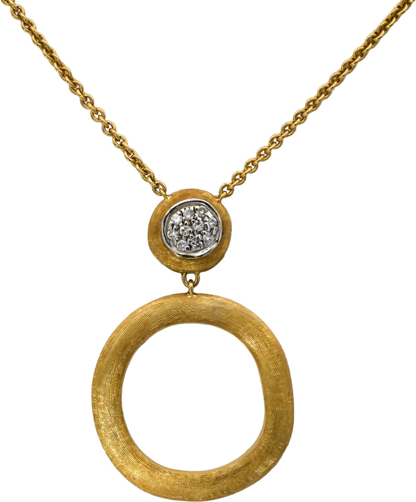 MARCO BICEGO 18k Yellow Gold Diamond Circle Pendant Necklace 0.08CT