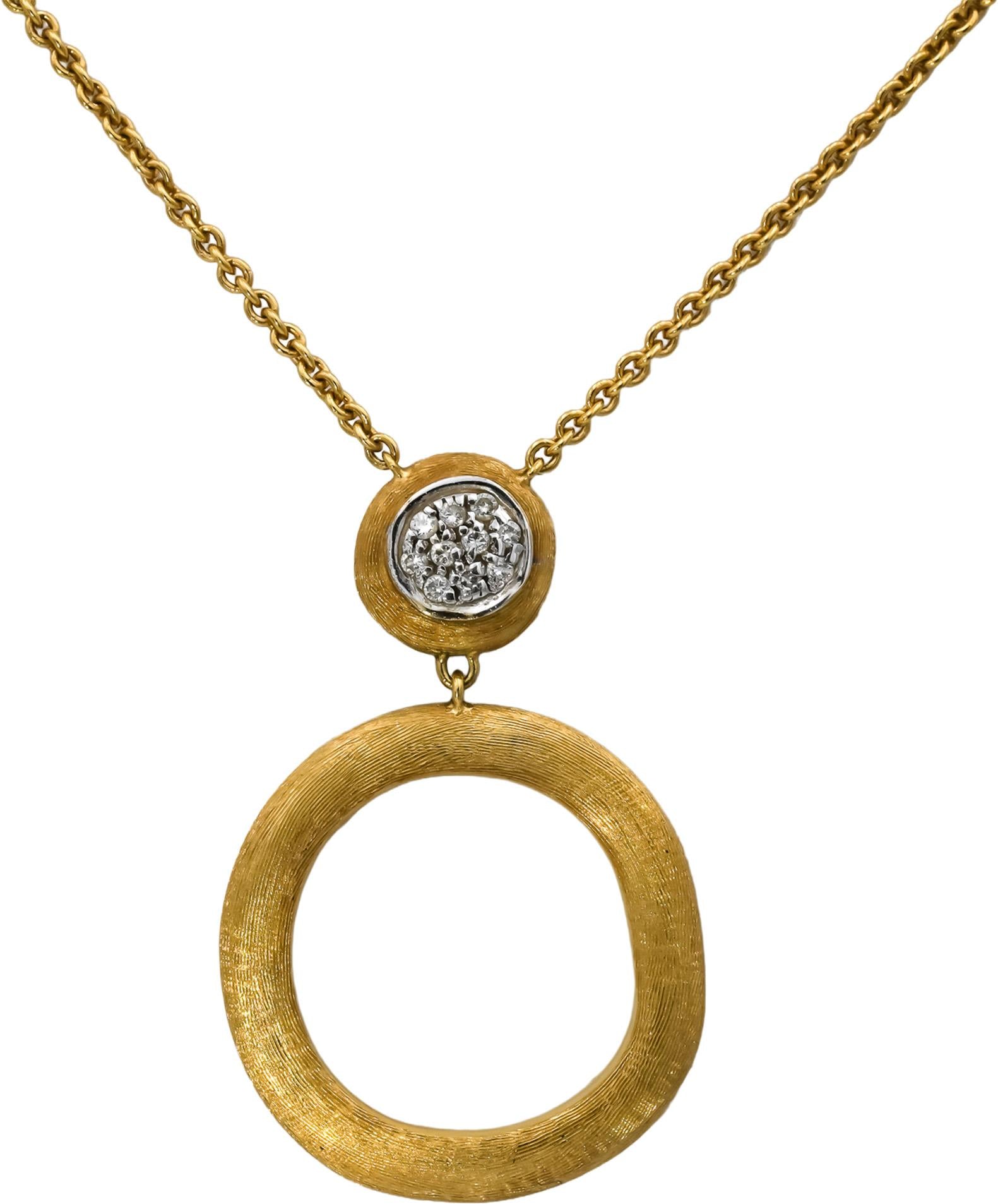 MARCO BICEGO 18k Yellow Gold Diamond Circle Pendant Necklace 0.08CT