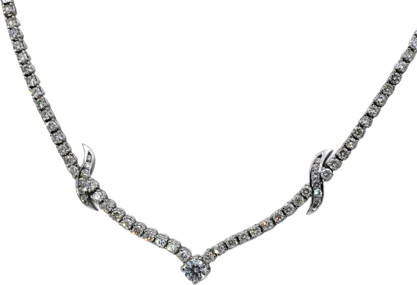 14k White Gold VS Round Diamond Formal Necklace 2.50CT