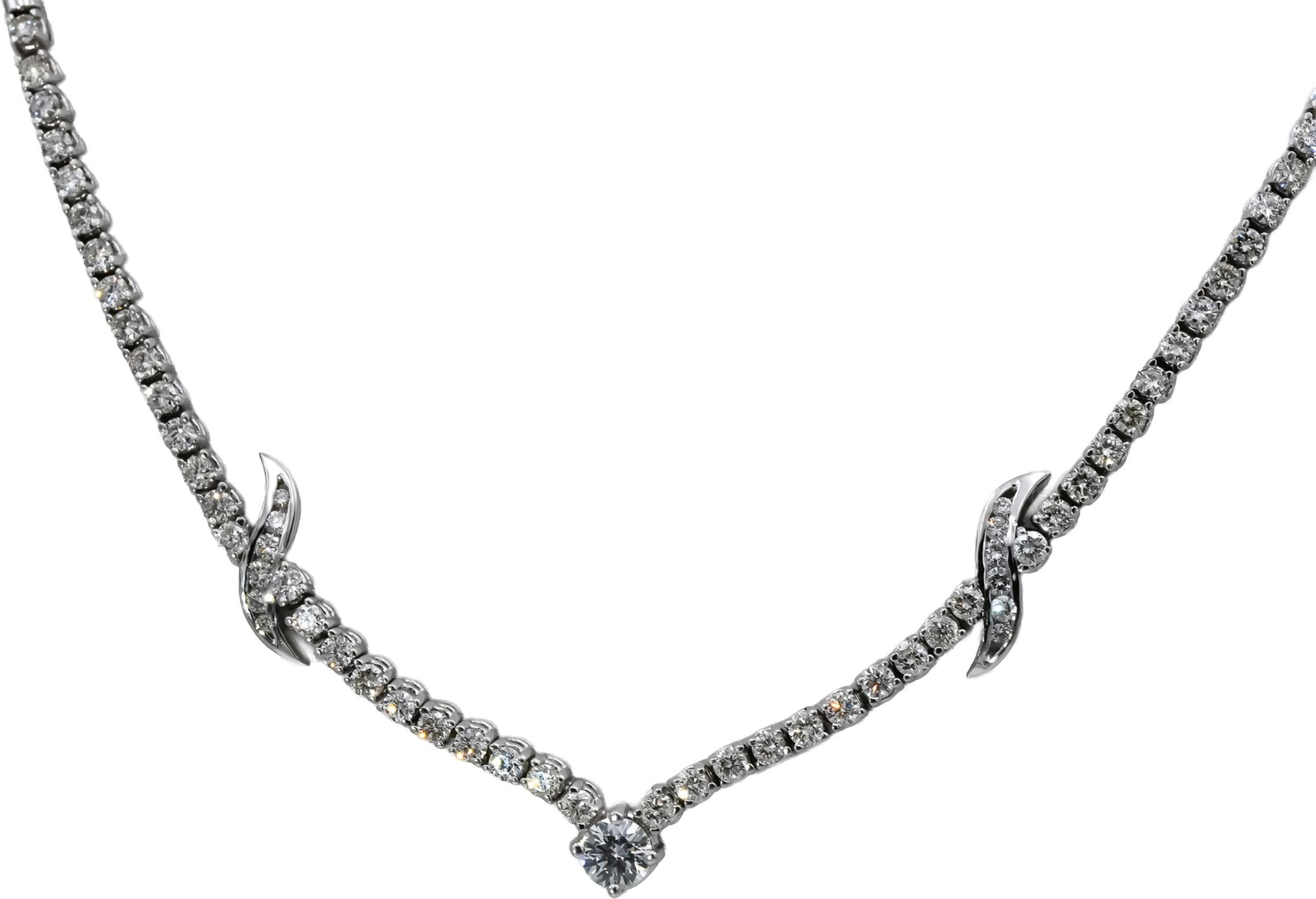14k White Gold VS Round Diamond Formal Necklace 2.50CT