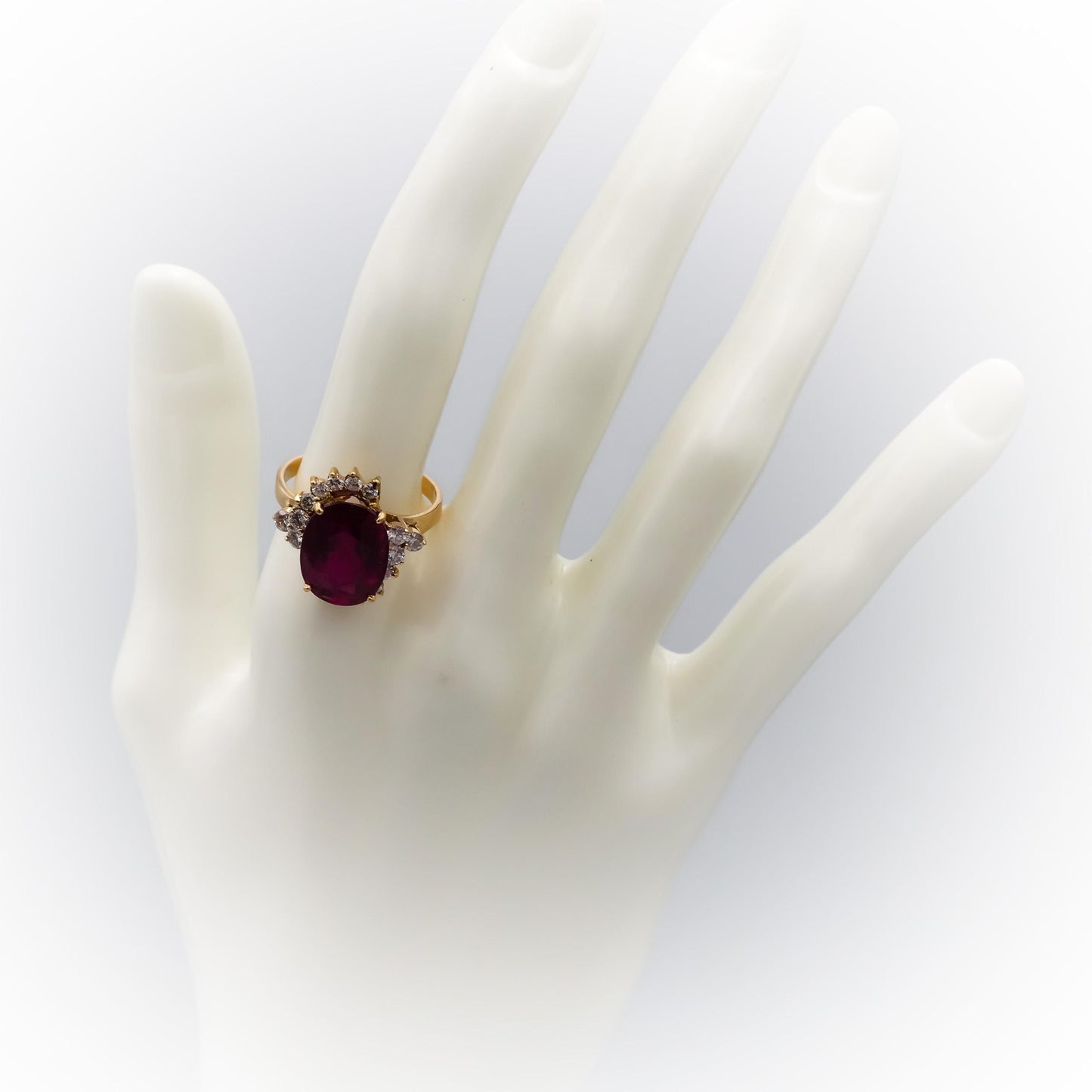 14k Yellow Gold VS Diamond and Pink Tourmaline Cocktail Ring 8.50CT Size 9