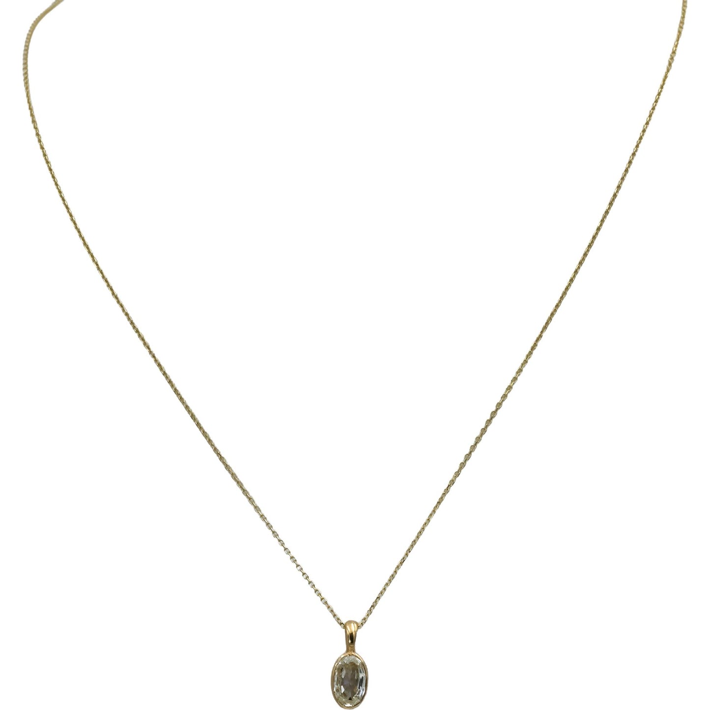 18k & 14k Yellow Gold VS Oval Step Cut Diamond Solitaire Pendant Necklace 0.92CT