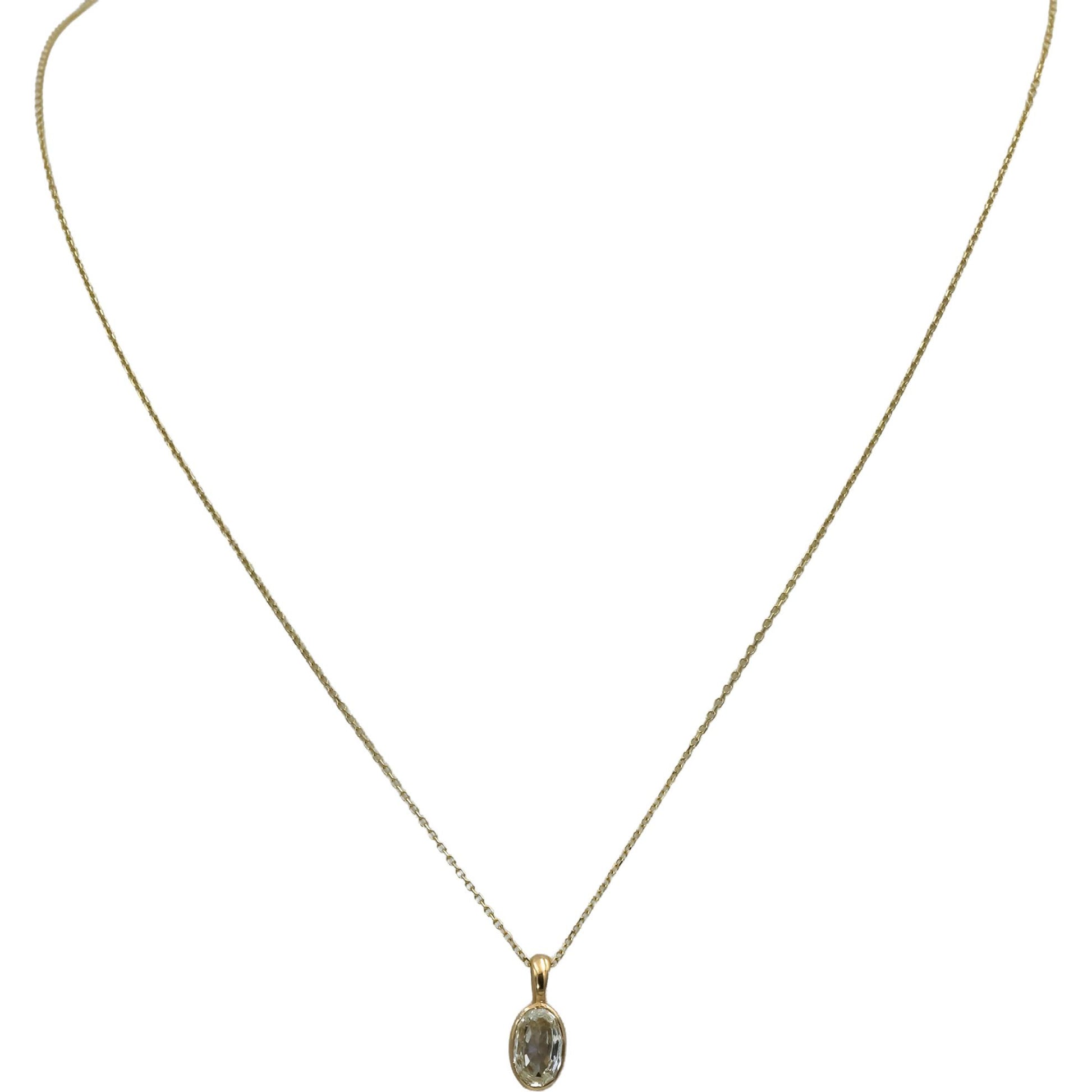 18k & 14k Yellow Gold VS Oval Step Cut Diamond Solitaire Pendant Necklace 0.92CT