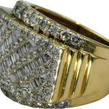 10k Yellow Gold Round and Baguette Cut Diamond Men's Band Ring 3.50CT Size 9.75