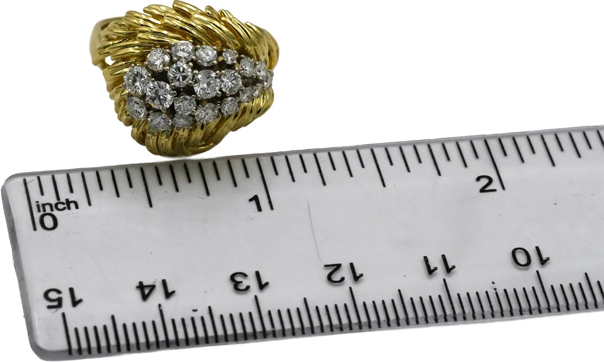 18k Yellow Gold Retro VS Round Diamond Cluster Cocktail Ring 0.75CT Size 5