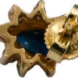 14k Yellow Gold Round Diamond Pear Cut Sapphire Stud Earrings 0.75CT