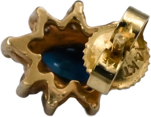14k Yellow Gold Round Diamond Pear Cut Sapphire Stud Earrings 0.75CT