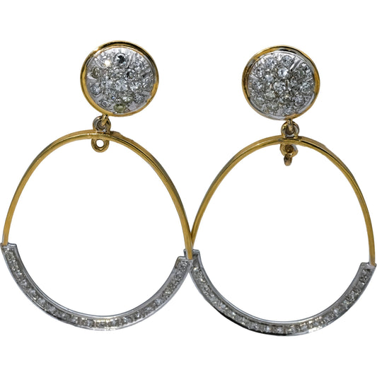 Vintage Antique 14k Yellow & White Gold 1.0CT Diamond Dangle Earrings 1.0CT