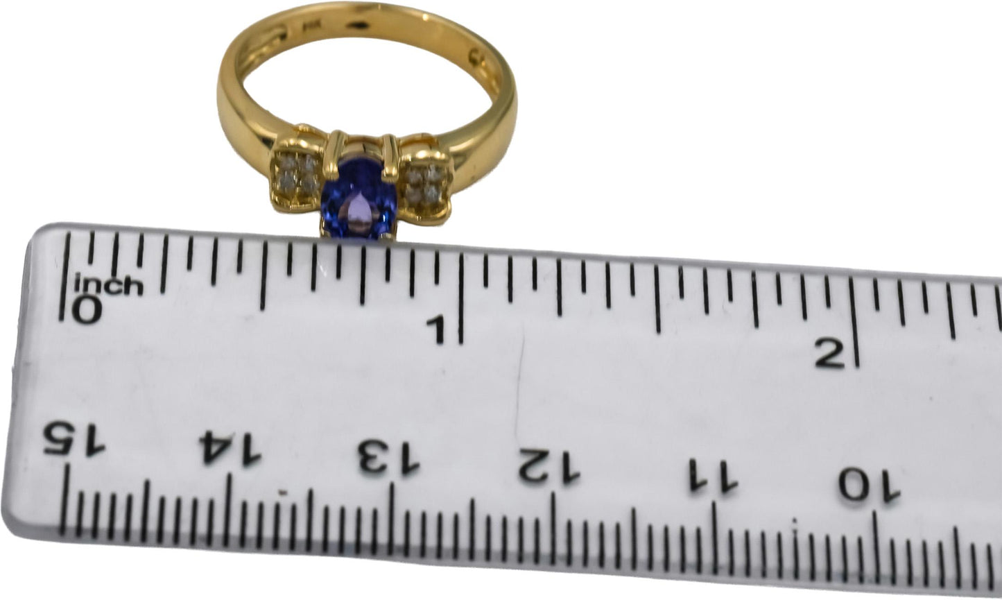 14k Yellow Gold Diamond and Tanzanite Cocktail Ring 0.57CT Size 7