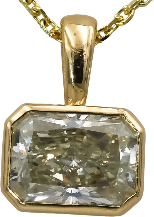 GIA Certified 14k Yellow Gold SI1/N Radiant Cut Diamond Pendant Necklace 1.50CT