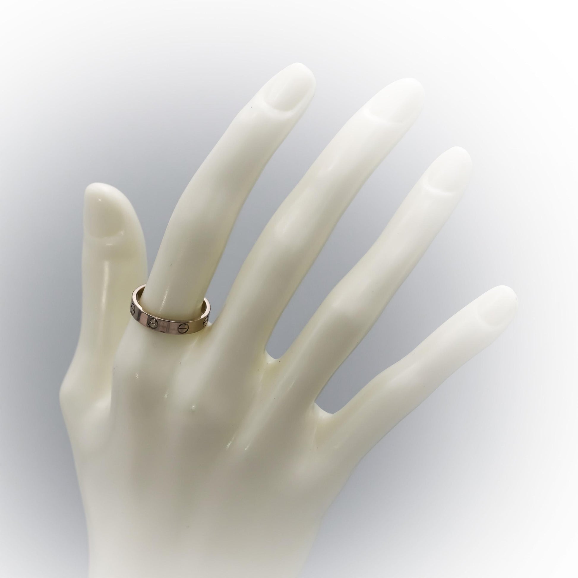 CARTIER 18k White Gold Love Screw Motif Ring Size 54 w/ Box