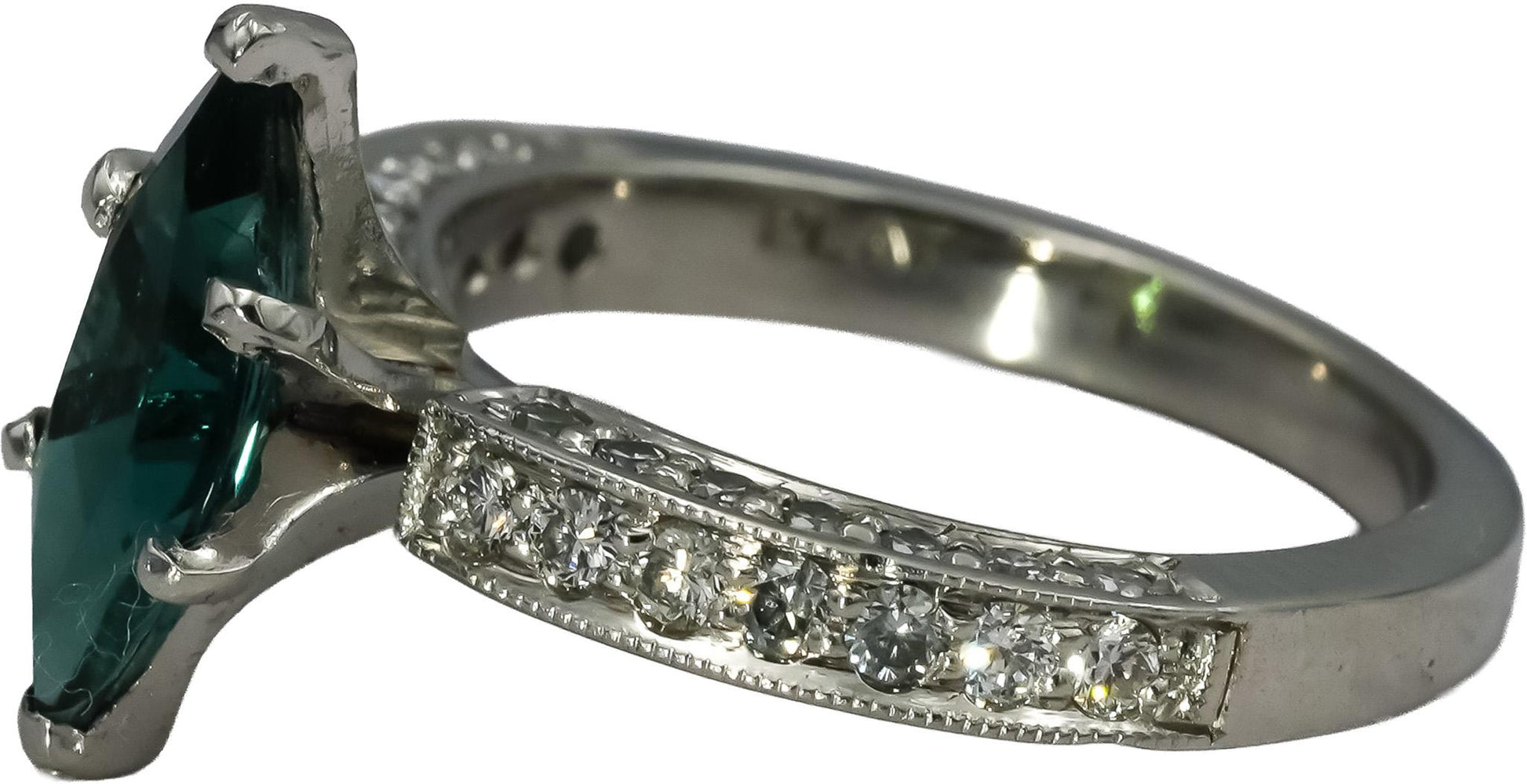 Platinum Diamond and Tourmaline Cocktail Ring 1.55CT Size 5.75