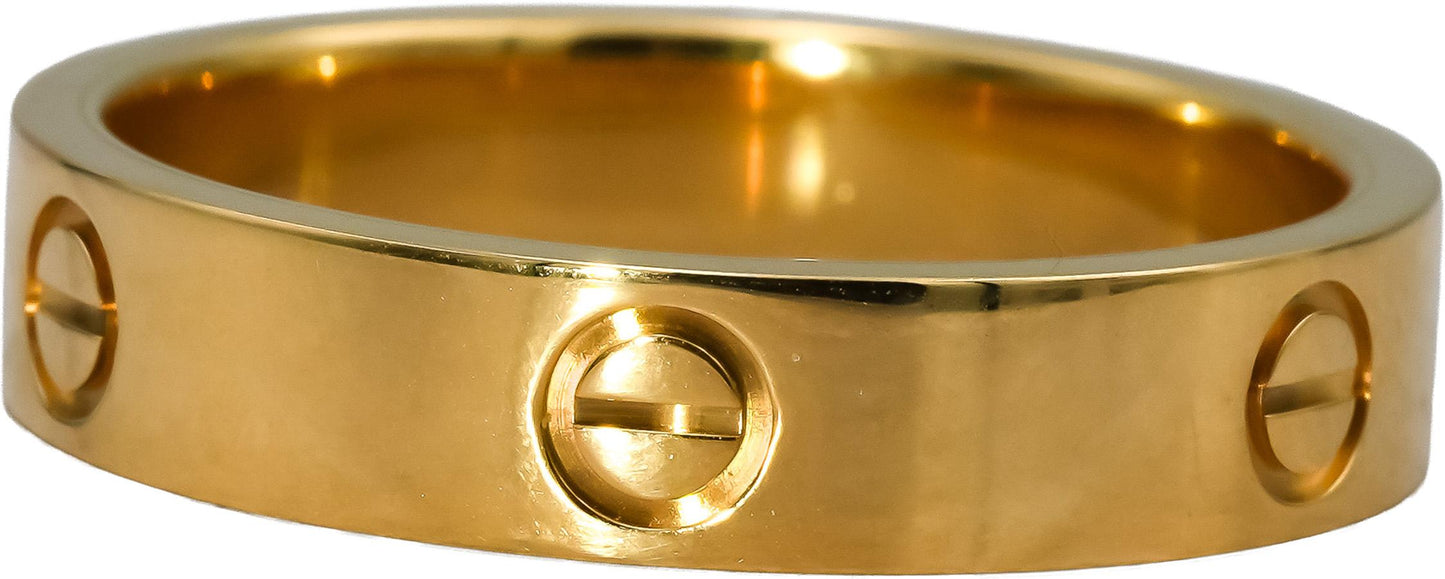 CARTIER 18k Yellow Gold Love Screw Motif 5.5mm Wide Ring Size 69