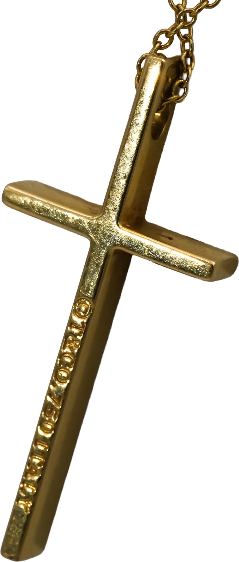 TIFFANY & CO. 18k Yellow Gold Cross Crucifix Pendant Necklace
