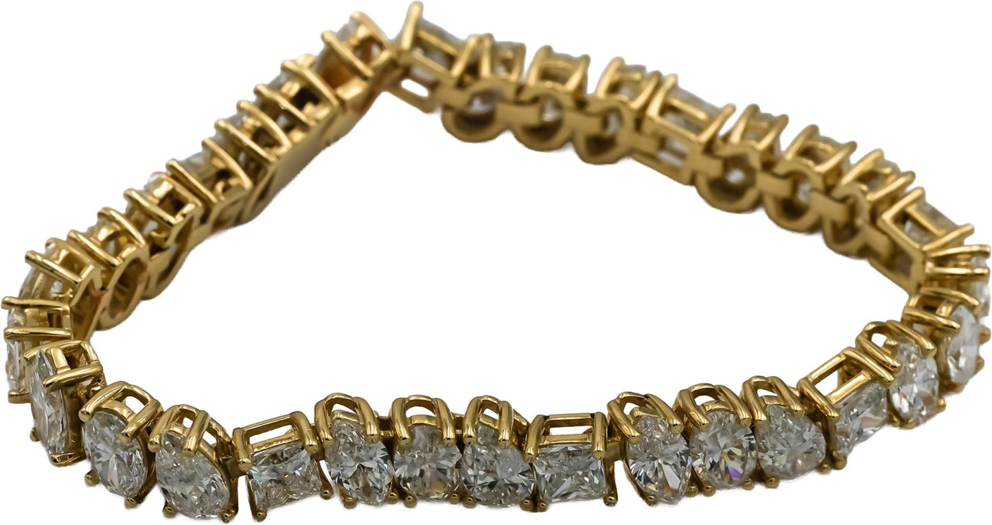 14k Yellow Gold Mixed Cut Lab-Grown Diamond Link Bracelet 16.71CT