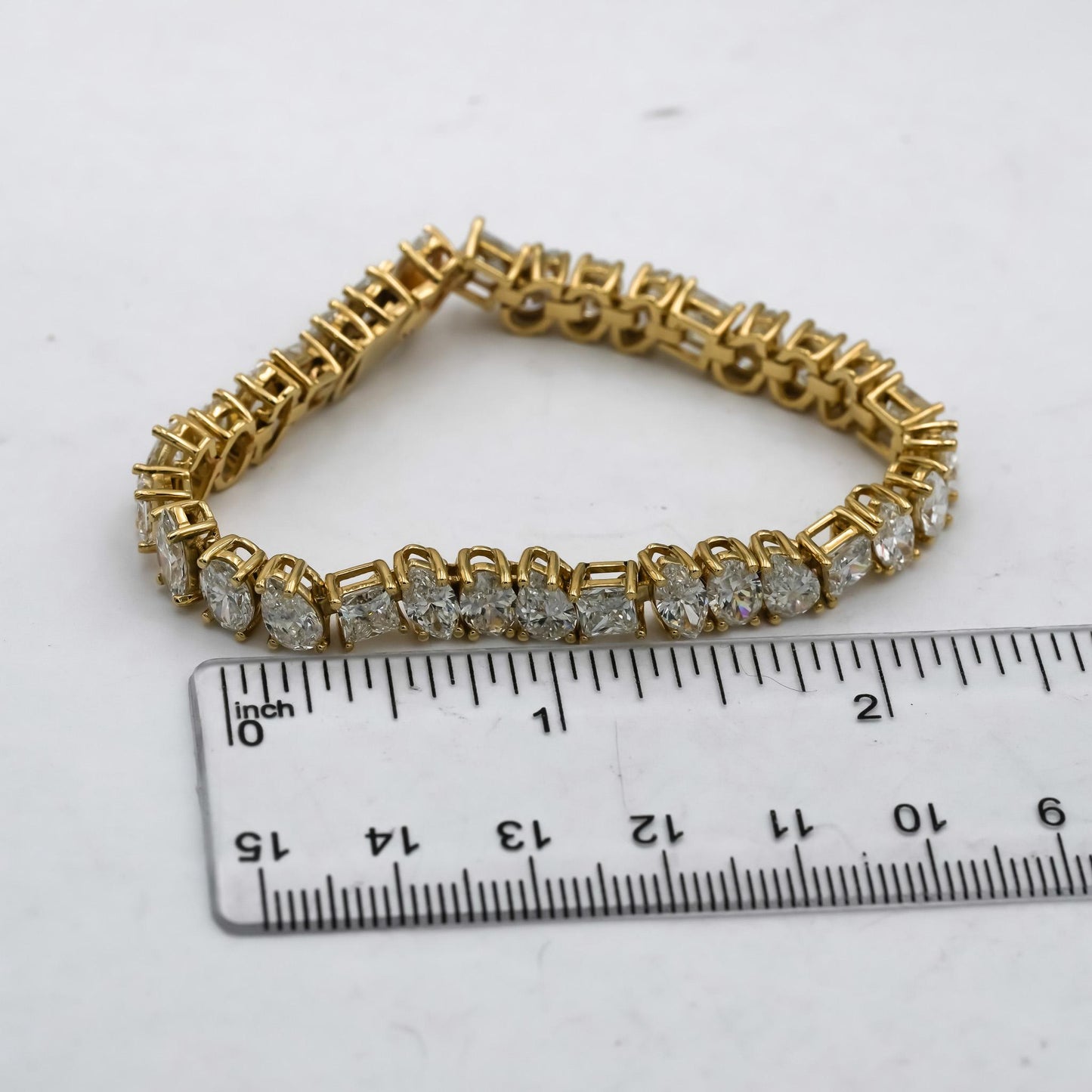 14k Yellow Gold Mixed Cut Lab-Grown Diamond Link Bracelet 16.71CT