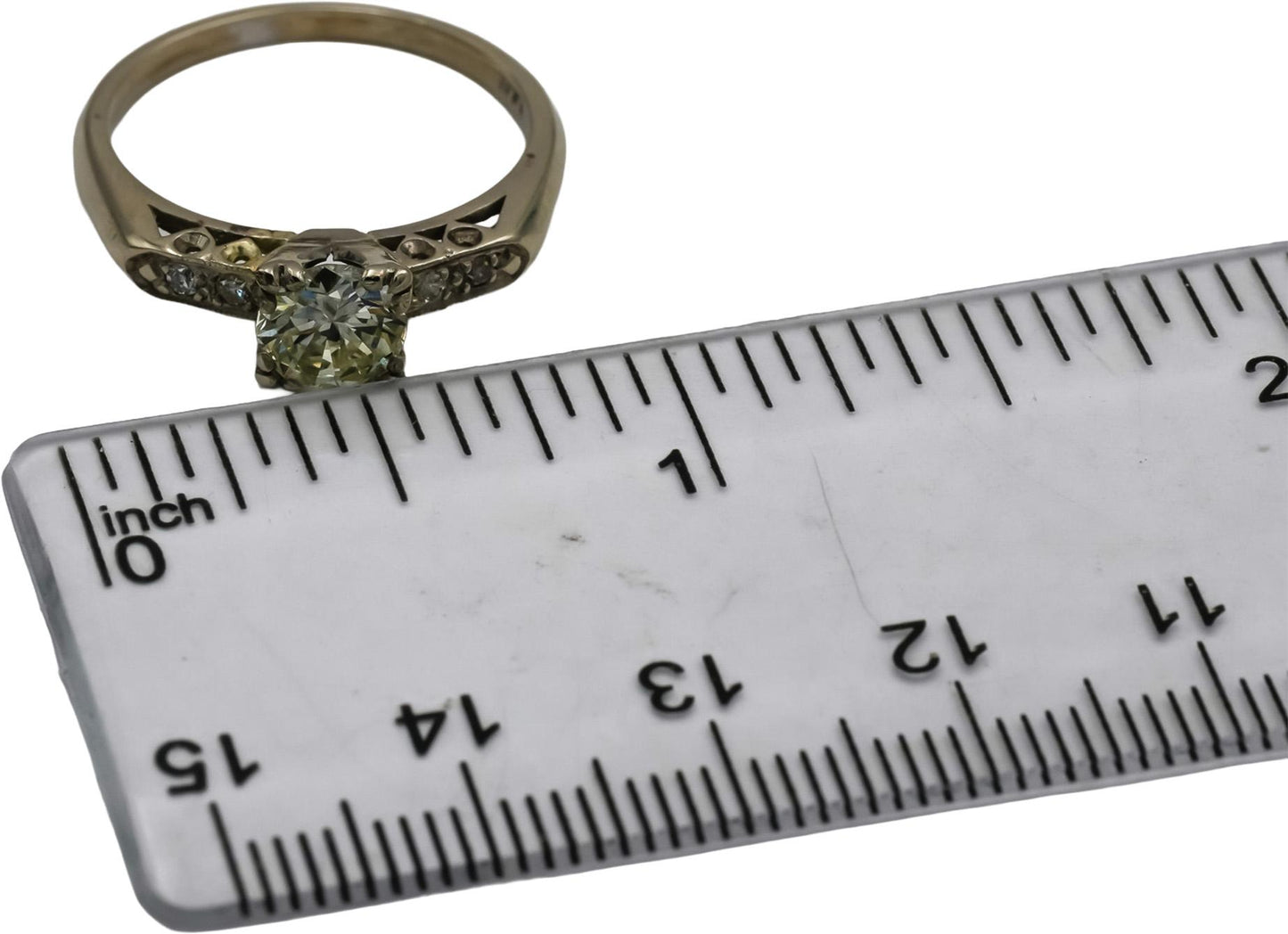 Vintage Antique 14k White Gold Diamond Ring 0.80CT w/ .75CT Center Size 7.5