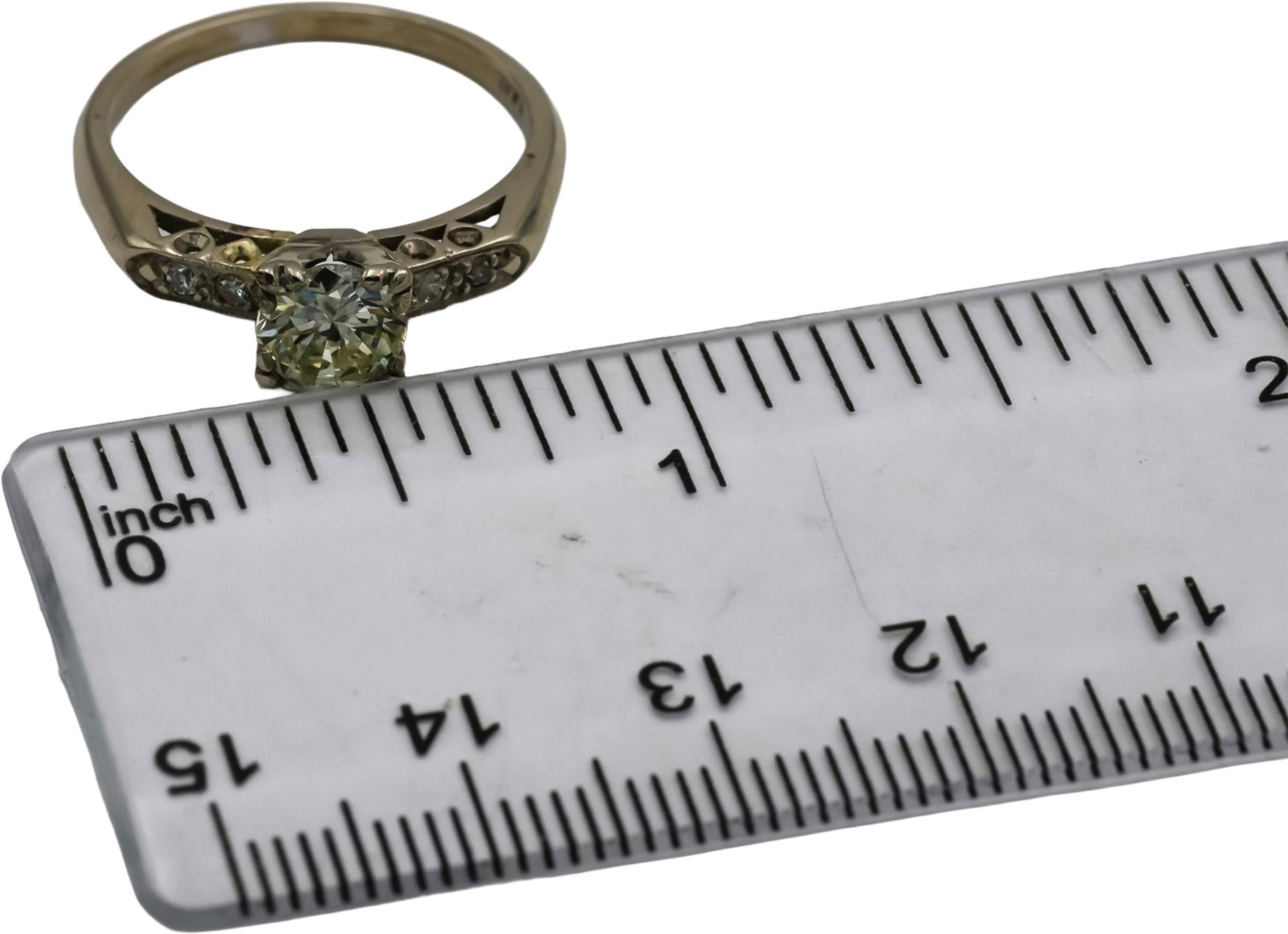 Vintage Antique 14k White Gold Diamond Ring 0.80CT w/ .75CT Center Size 7.5