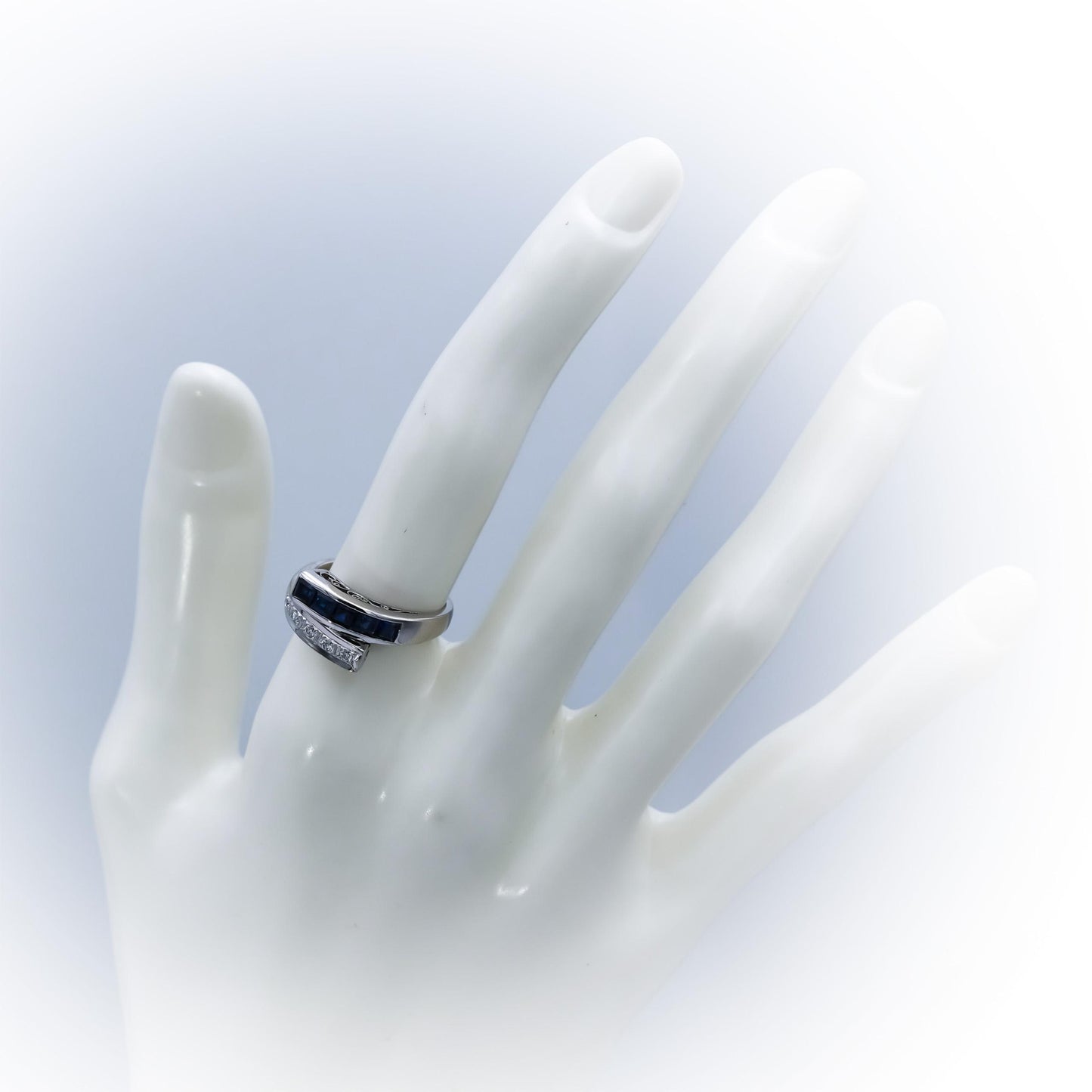 Platinum VS Diamond and Sapphire Bypass Ring 1.04CT Size 6