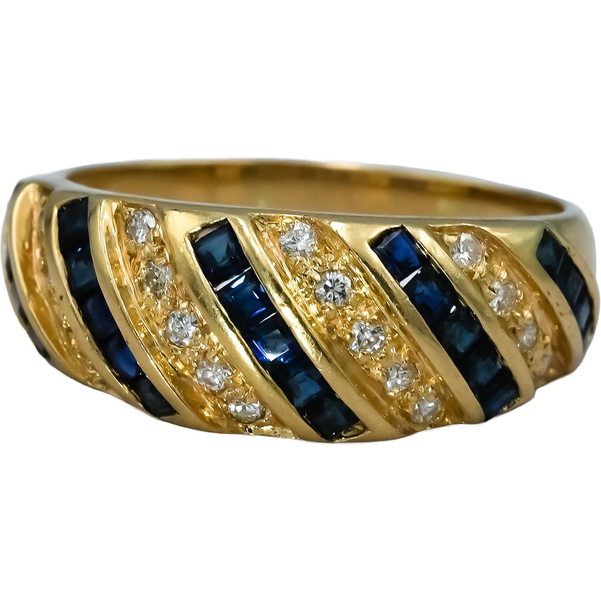 14k Yellow Gold Diamond and Sapphire Band Ring 1.0CT Size 9