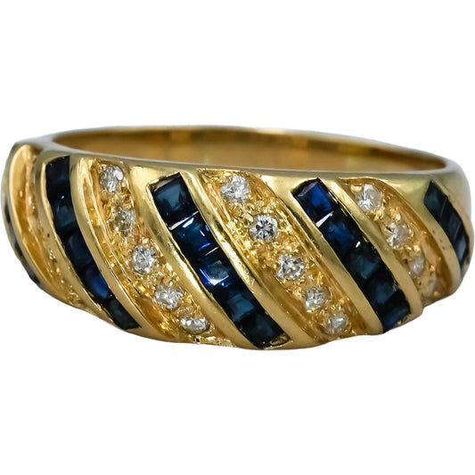 14k Yellow Gold Diamond and Sapphire Band Ring 1.0CT Size 9