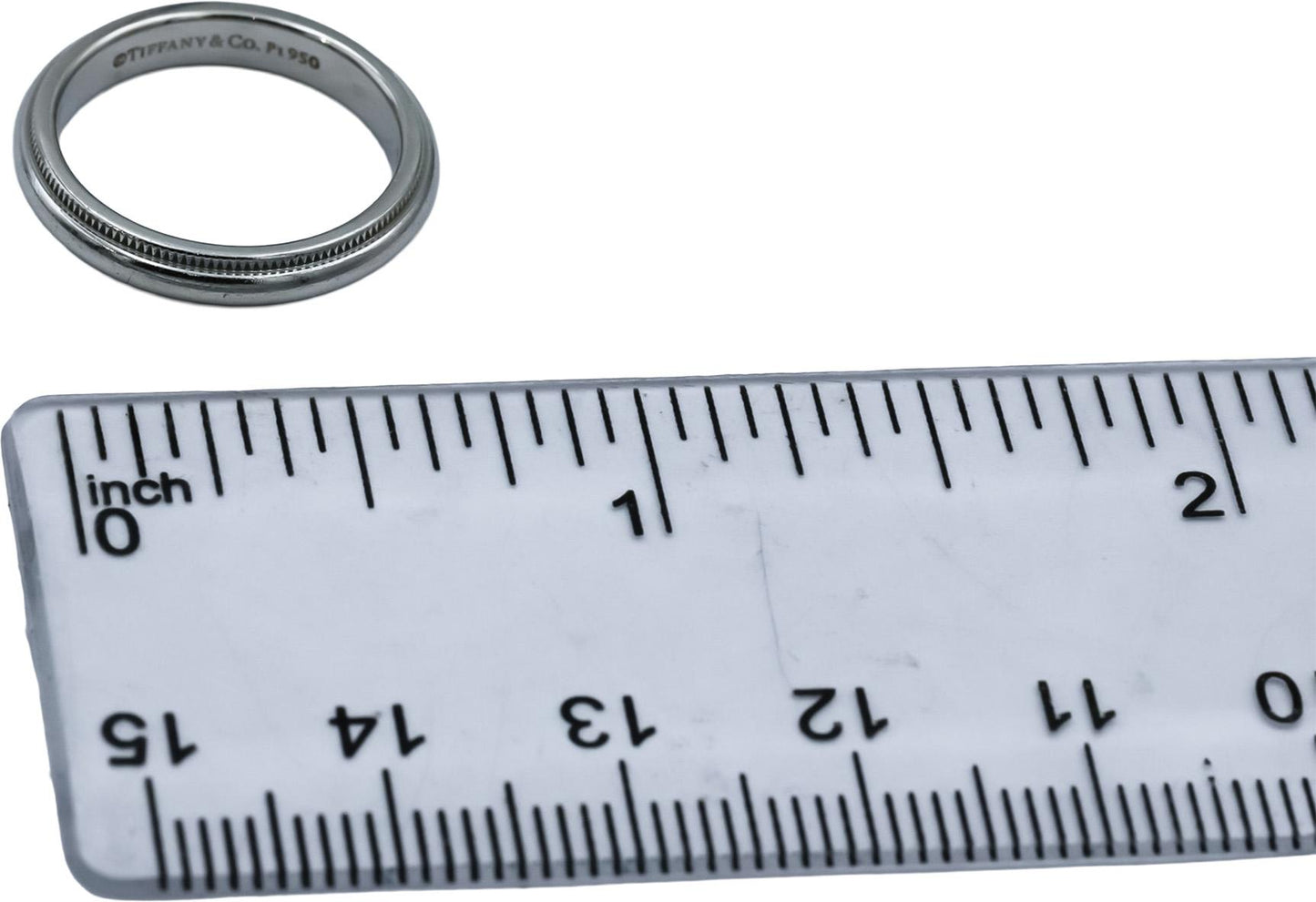 TIFFANY & CO. Platinum 3.0mm Wide Milgrain Edge Band Ring Size 4.5